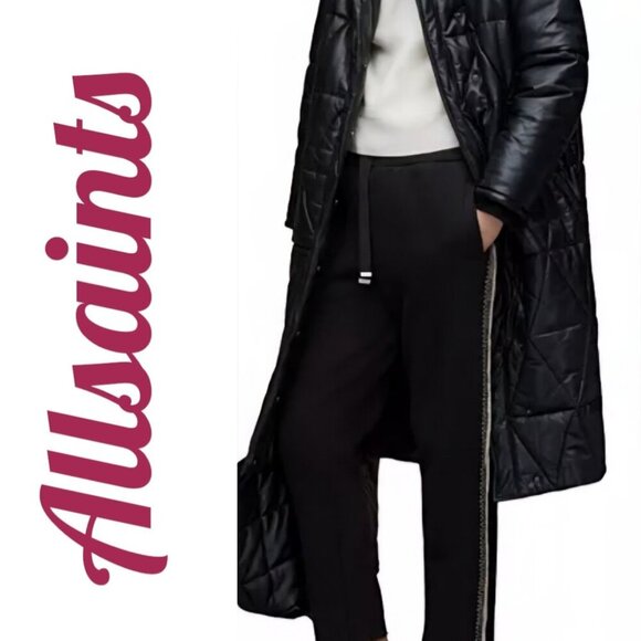 ALLSAINTS GISELLE CHAIN FRINGE TRIM BLACK SWEATPANTS, SIZE SMALL - Picture 3 of 16